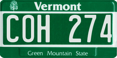 VT license plate COH274