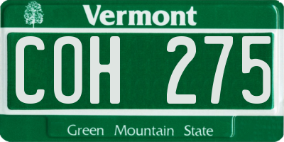 VT license plate COH275