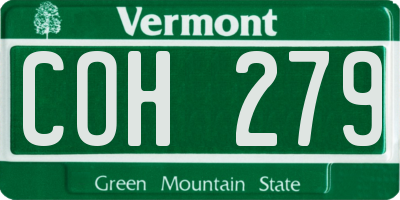 VT license plate COH279