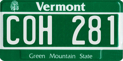 VT license plate COH281