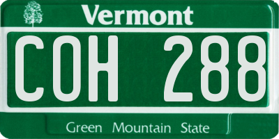 VT license plate COH288