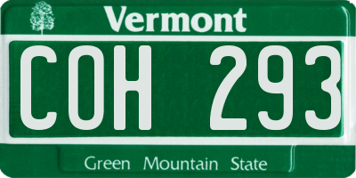 VT license plate COH293
