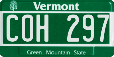 VT license plate COH297