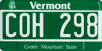 VT license plate COH298