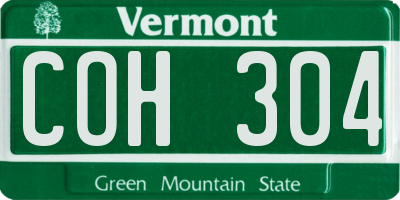 VT license plate COH304