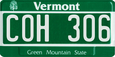 VT license plate COH306