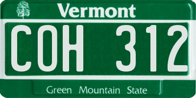VT license plate COH312