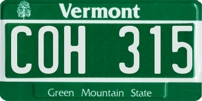 VT license plate COH315