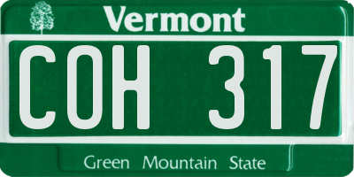 VT license plate COH317