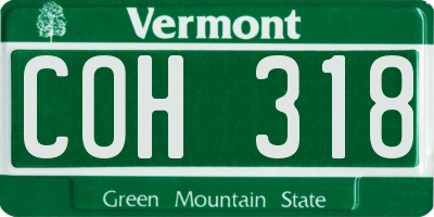 VT license plate COH318