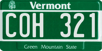 VT license plate COH321