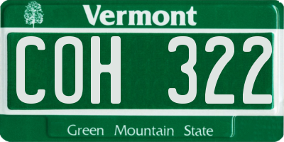 VT license plate COH322