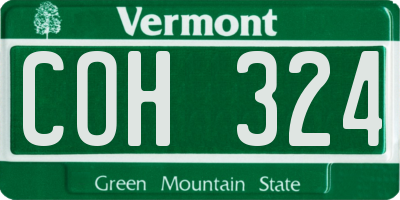 VT license plate COH324