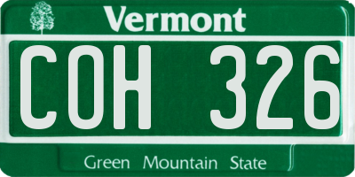 VT license plate COH326