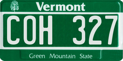VT license plate COH327
