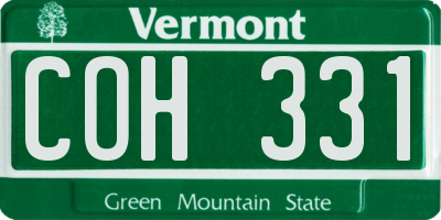 VT license plate COH331