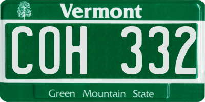 VT license plate COH332