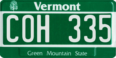VT license plate COH335