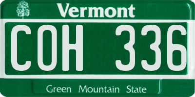 VT license plate COH336