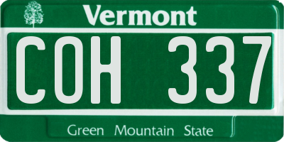 VT license plate COH337
