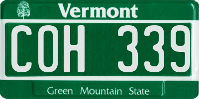 VT license plate COH339