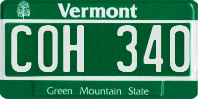 VT license plate COH340