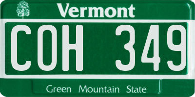 VT license plate COH349