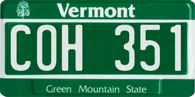 VT license plate COH351