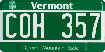 VT license plate COH357