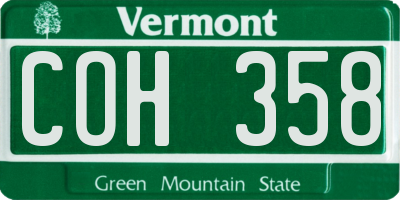 VT license plate COH358