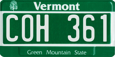 VT license plate COH361