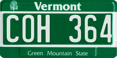 VT license plate COH364