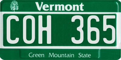 VT license plate COH365