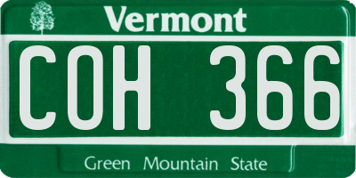 VT license plate COH366