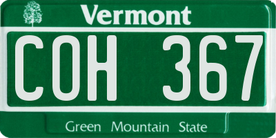 VT license plate COH367