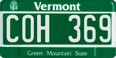 VT license plate COH369