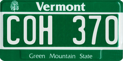 VT license plate COH370