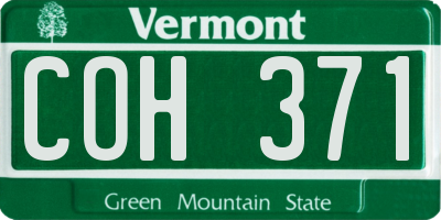 VT license plate COH371