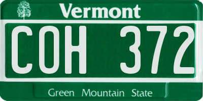 VT license plate COH372