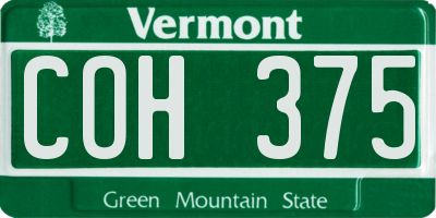 VT license plate COH375