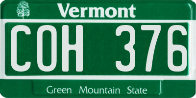 VT license plate COH376