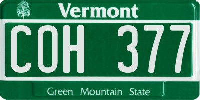 VT license plate COH377