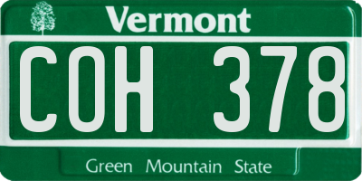 VT license plate COH378