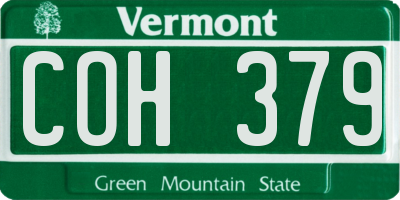 VT license plate COH379
