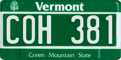 VT license plate COH381
