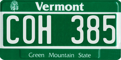 VT license plate COH385
