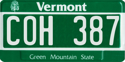 VT license plate COH387