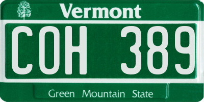 VT license plate COH389