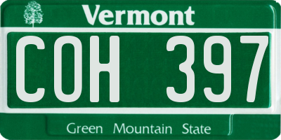 VT license plate COH397