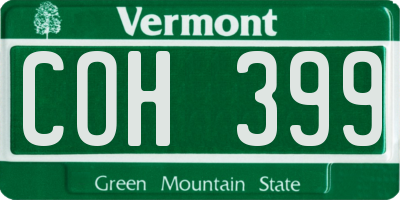 VT license plate COH399